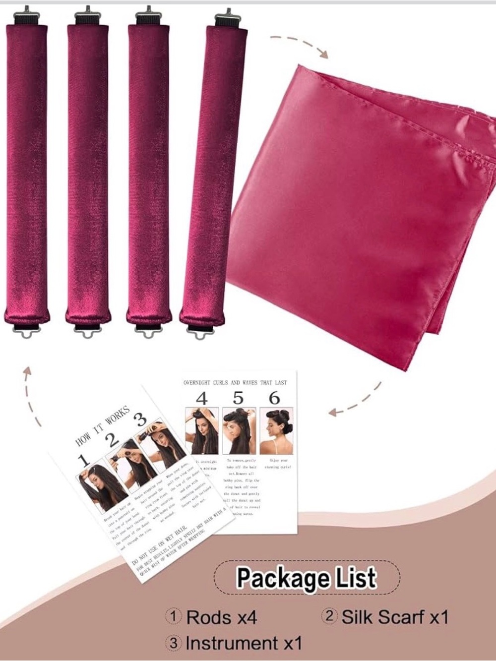 Overnight Heatless Curl Rods and Silk Scarf Set